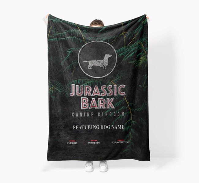 'Jurassic Bark' - Personalized {breedFullName} Blanket: Premium Sherpa Fleece